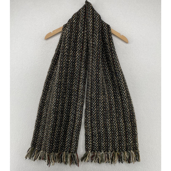 HELENA RUUTH Scarf Womens Wool Blanket Striped Handmade Ireland Vtg 11 x 64 - Picture 1 of 10
